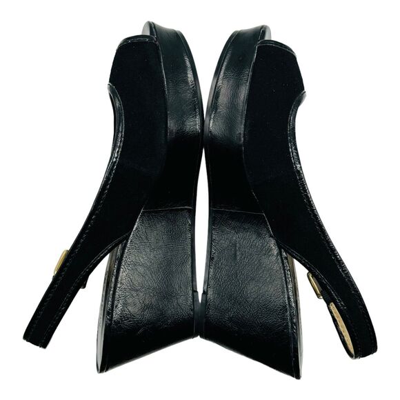 Michael Kors Platform Sandals Womens 10 Black Leather Open Toe Chic Elevated EUC - Picture 13 of 16